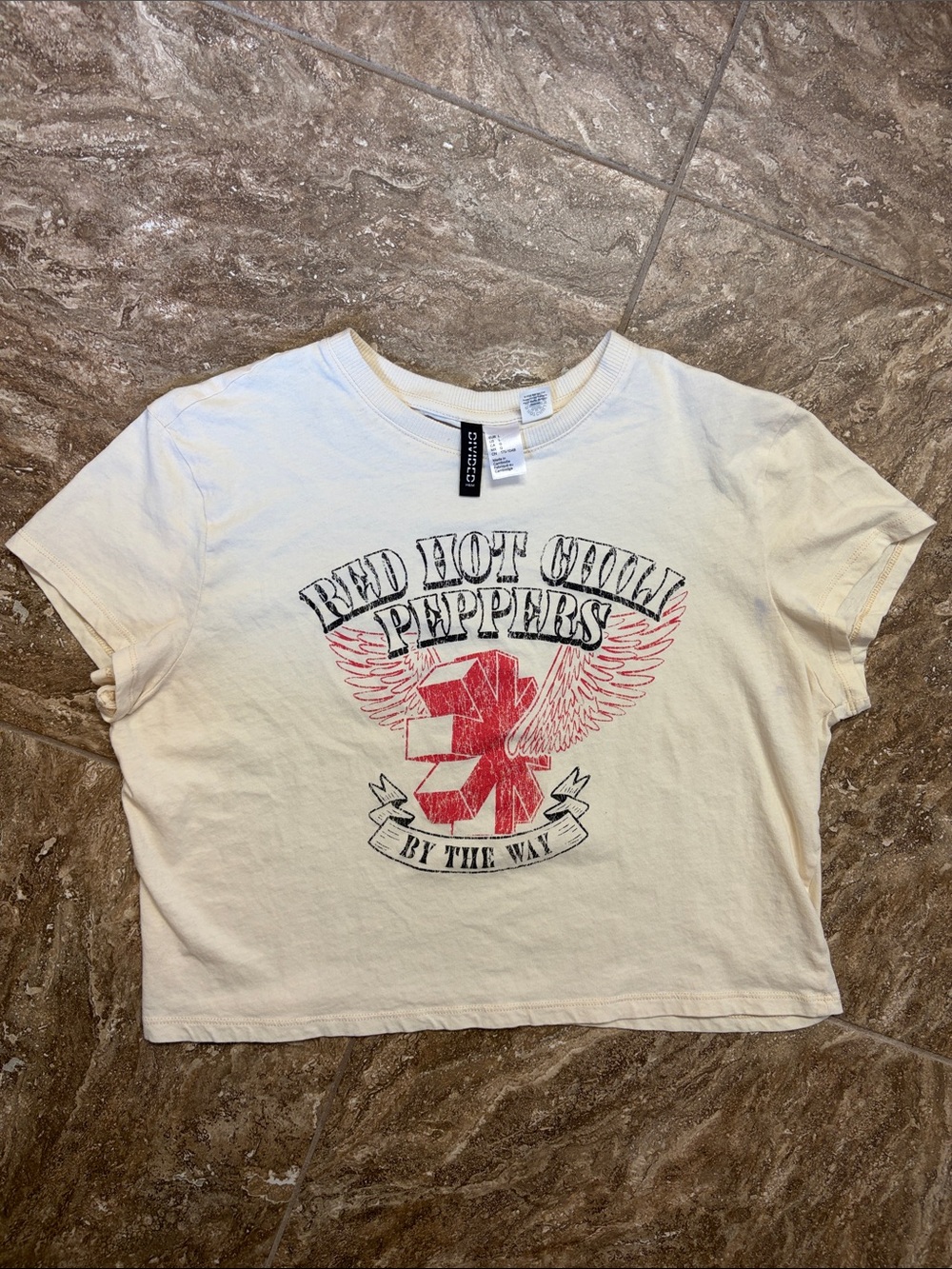 Divided Cream Red Hot Chili Peppers Graphic Crop Tee